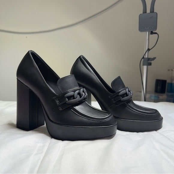 Platform Loafers Heeled Preppy Black Steve Madden Shoes Size 7.5 - Picture 4 of 10